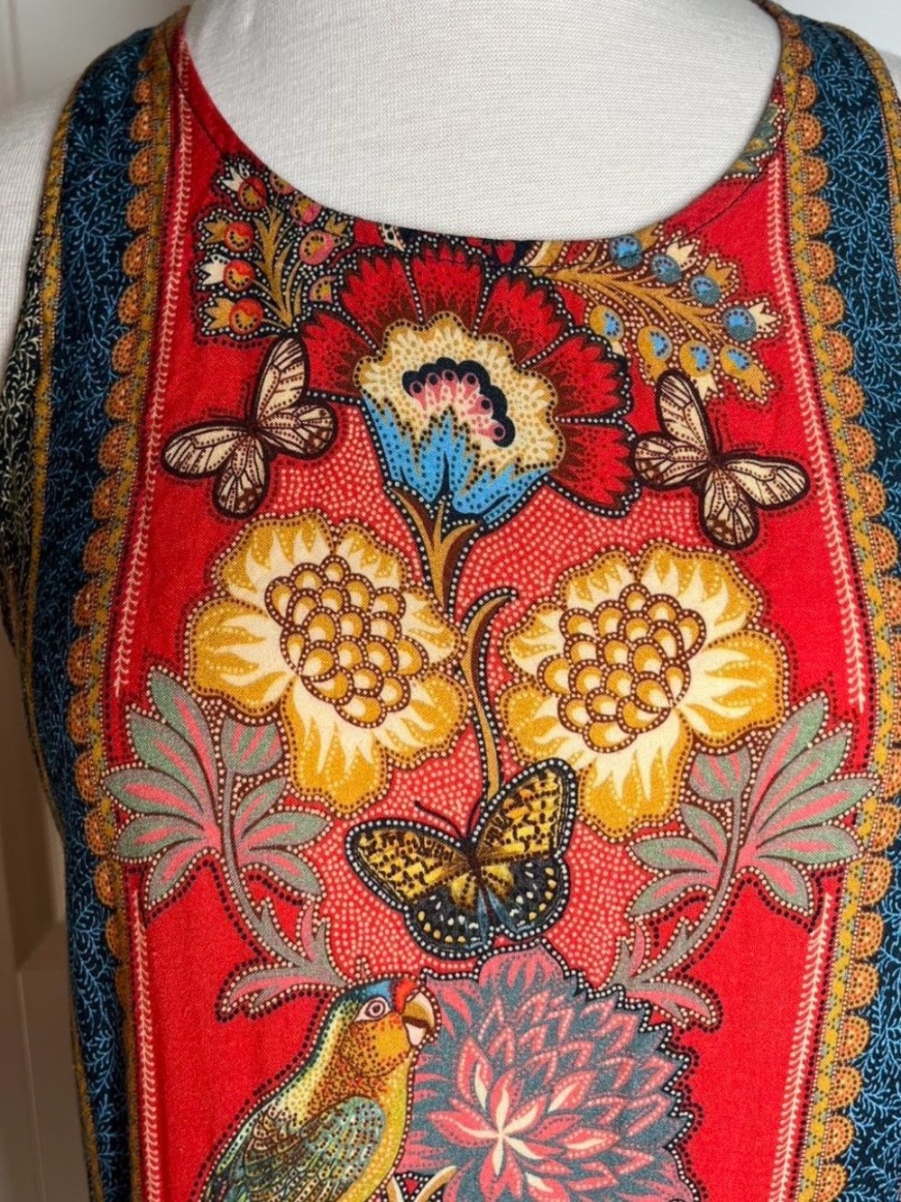 Farm Rio Vibrant Red Floral & Bird Maxi Dress - Picture 3 of 7